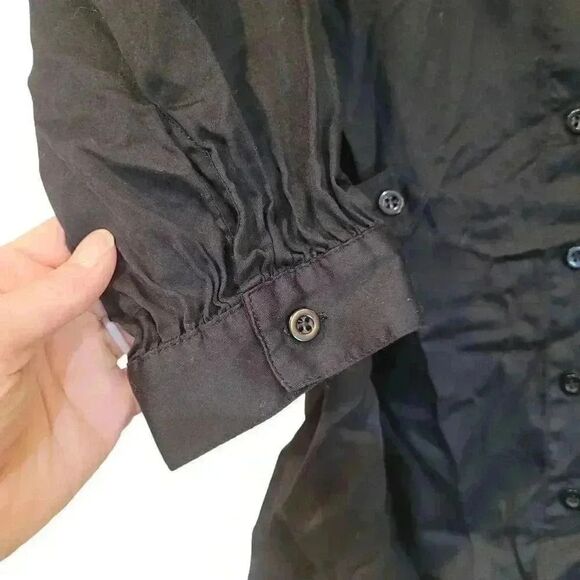 BCBGENERATION Women's Black Cotton Button Down Shirt w Belt - Picture 3 of 9